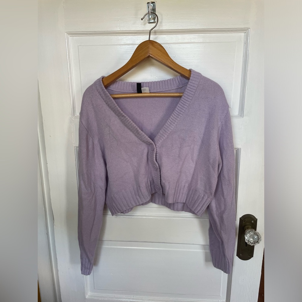 Lavender Divided Cropped Cardigan